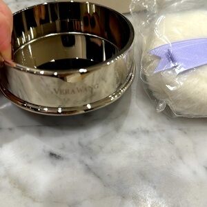 Vera Wang Powder Tester silver trinket dish with puff
